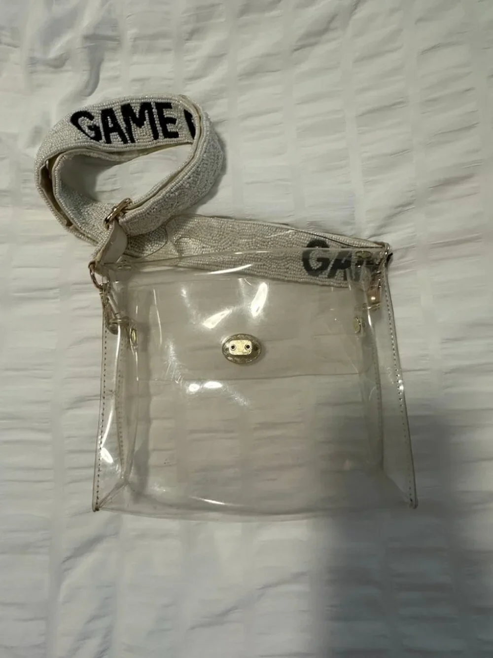 Clear Game Day Purse with Beaded Strap